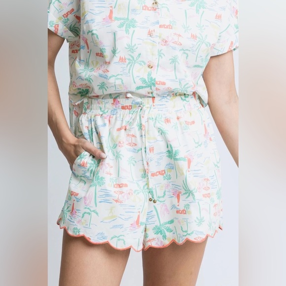 LIKE-NEW Karlie FULL SET Seashore Tropical Scallop Shorts + Shirt Set - Picture 5 of 10